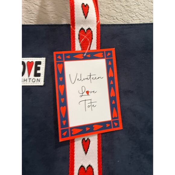 NWT BRIGHTON Limited Edition Velveteen Love Tote Bag Navy Blue - Picture 2 of 5